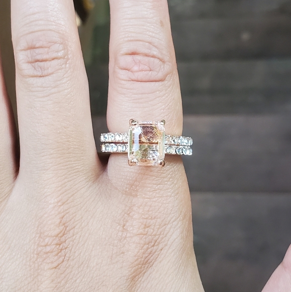 Jewelry - NWOT 18K GF Rose Gold White Topaz Engagement Rings